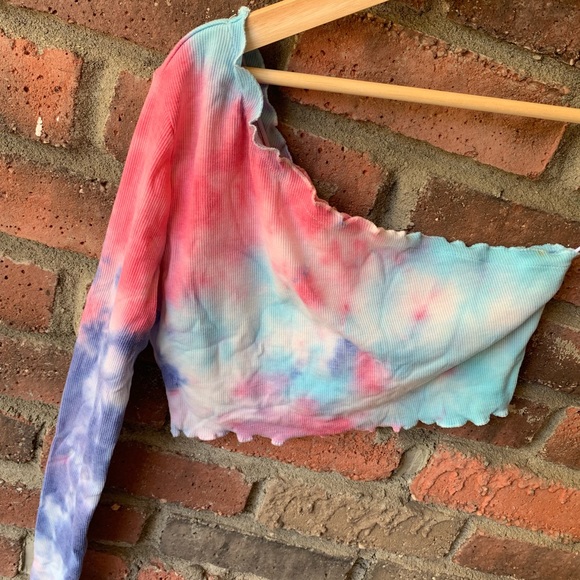 Tops - 💕Tie dye one shoulder rib knit crop top